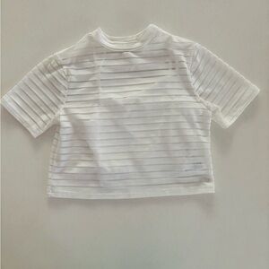 White Striped Mocked Neck Top